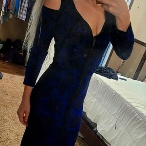 Royal blue jacquard Cache dress size medium